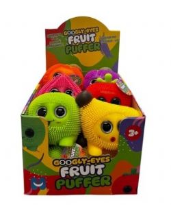 SQUISHY BALLE - ANTI-STRESS SOUFFLEUR DE FRUITS AUX GRANDS YEUX MOBILES (GOOGLY-EYES FRUIT PUFFER) ASST
